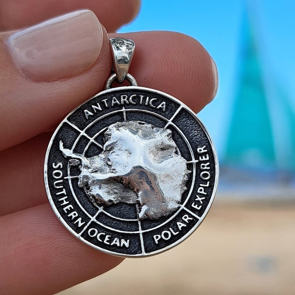 Antarctica Pendant POLAR EXPLORER, silver Antarctica Necklace with pendant, South Pole gift, Polar Gift, Antarctica Jewelry