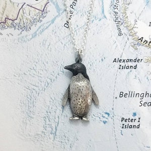 Antarctic Adelie Penguin Silver Necklace: Polar Wildlife Pendant — Unique South Pole Jewelry Gift