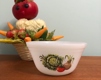 Federal Glass 5” Vegetable Bowl Nesting Mixing Bowl Onion Tomato Cabbage