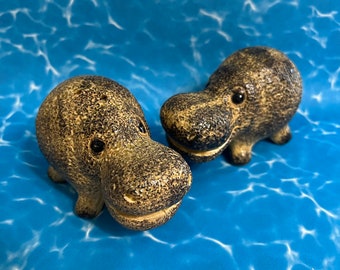 Hippo Salt And Pepper Shakers Ceramic Hippopotamus Made in Japan Giftcraft