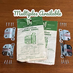 NOS Chrome 3/8" Offset Cabinet Hinges Red Lines Deco Modern 30's 40's 50's New Old Stock National Lock Company N58-2354A