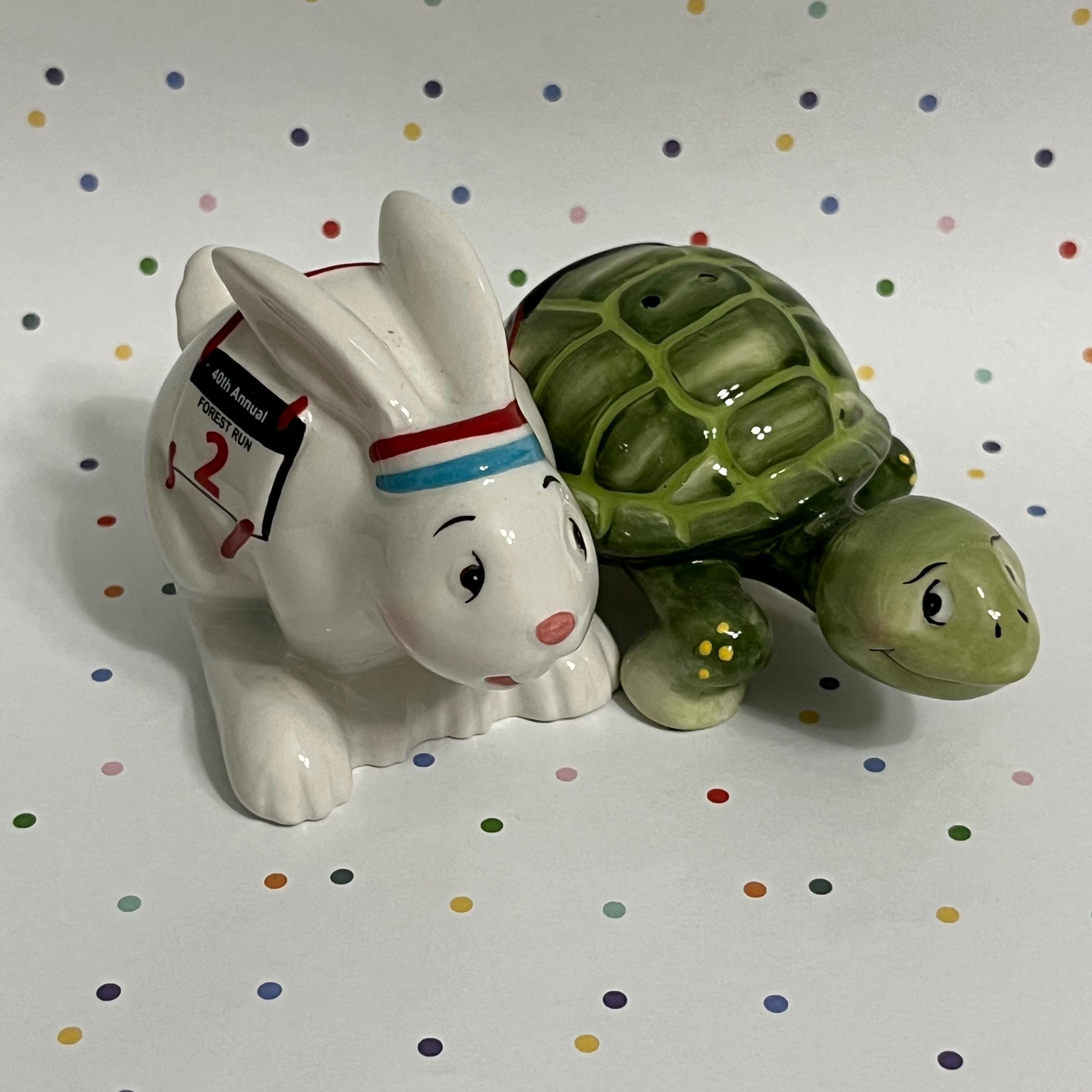 The Tortoise and the Hare Anthropomorphic Salt And Pepper Shakers Ceramic Magnetic Shakers