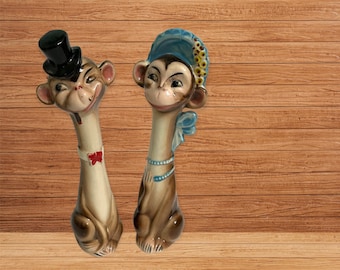 Long Neck Monkey Salt and Pepper Shakers Enterprise Cake Toppers