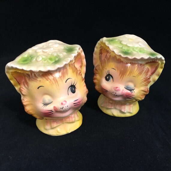 enesco winking kitty miss priss anthropomorphic salt and etsy