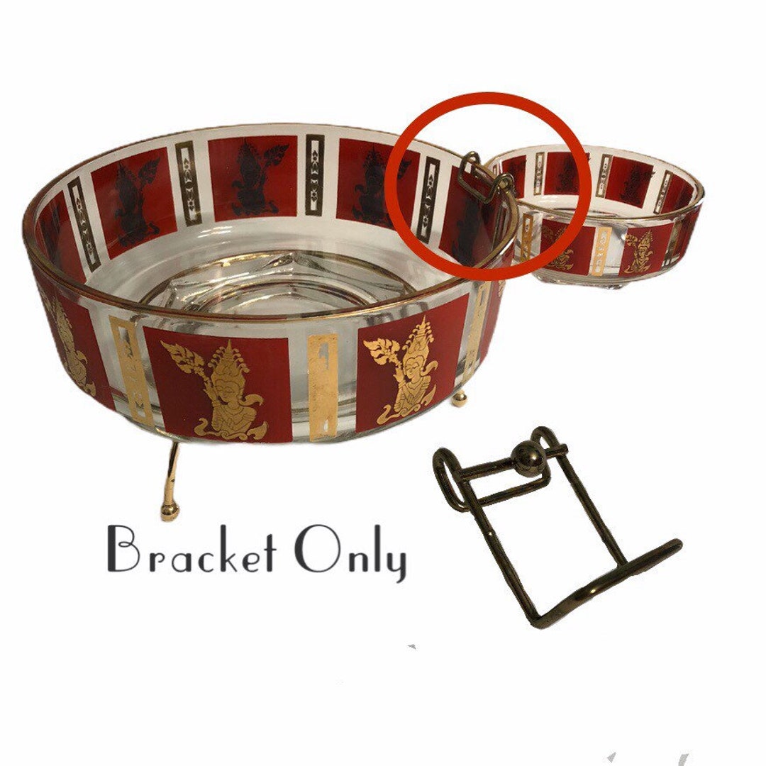 Glass Chip and Dip Bracket Gold Chip Bracket MCM Mid Century