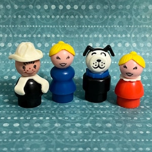 LOT - Fisher Price Little People Mom Dog Cowboy Little Girl