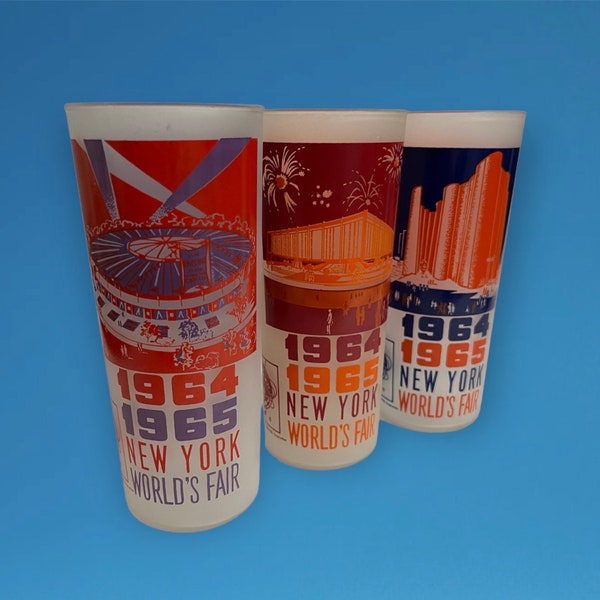 Three New York World’s Fair 1964-1965 Glasses Circus Pavilion Hall of Science