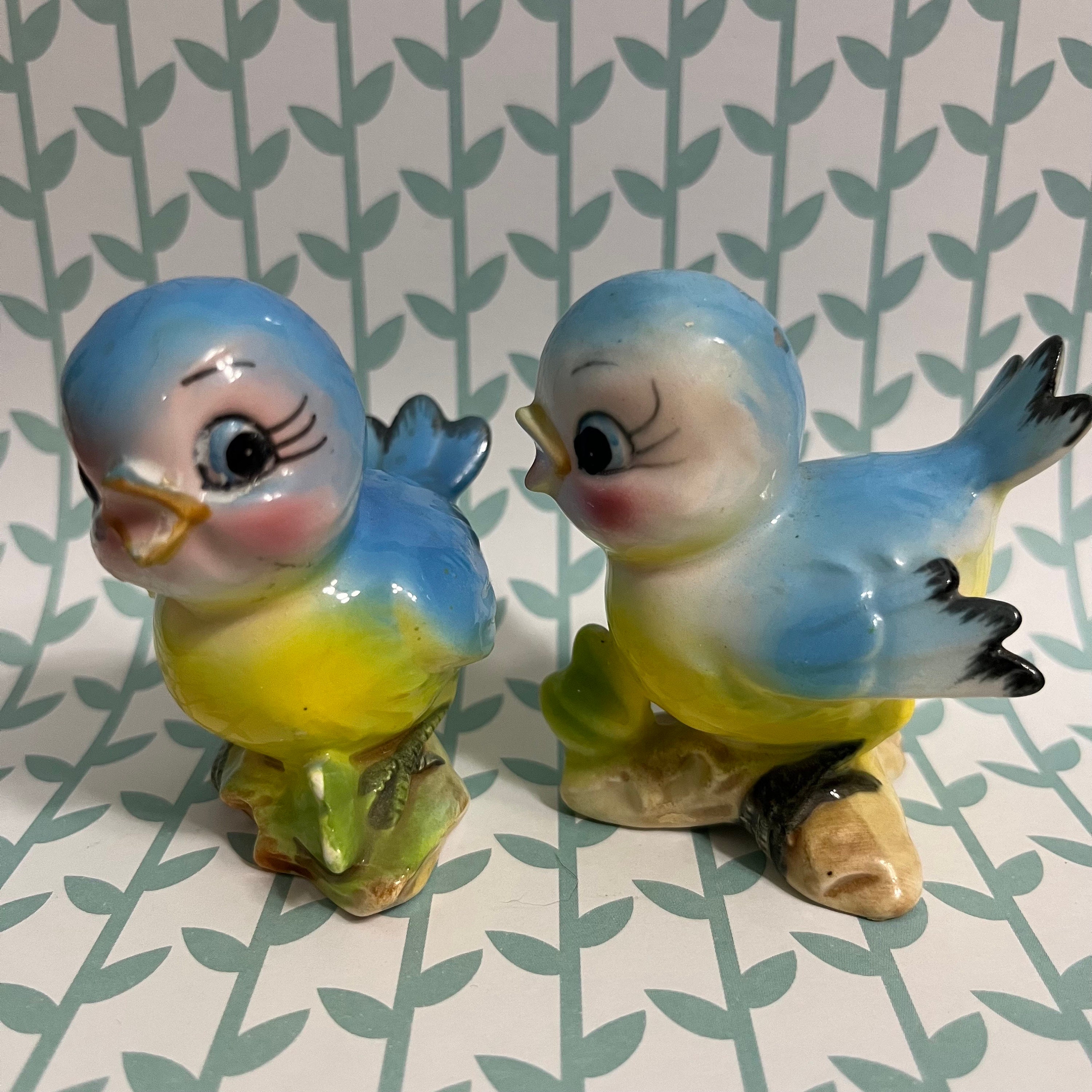 美品！ レフトン ブルーバード ソルト&ペッパー Vintage 50s Lefton Bluebird Figurines Blue Birds Porcelain