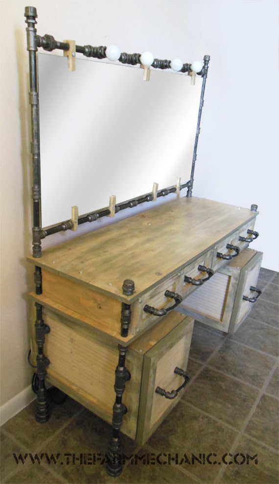 Farmhouse style 2024 makeup vanity