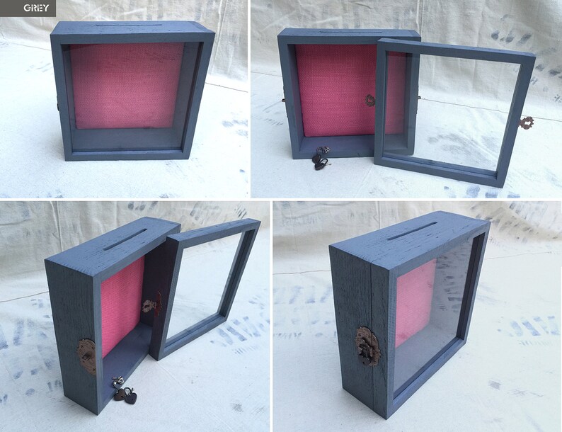 Rustic Piggy Bank Shadow Box 10x10x3 Keepsakes Display Case Etsy