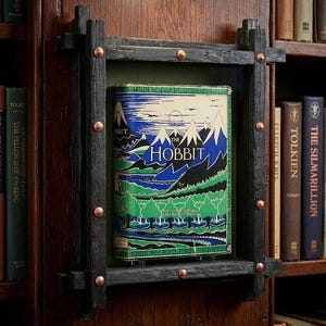 Book Display Case – Magnetic Lid, Rustic Wood Heirloom Shadow Box 8x10, Wall Mounted Book Holder, Farmhouse Decor Gift