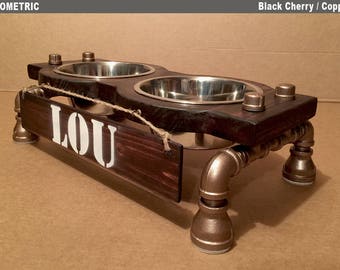 Rustic Pet Decor, Rustic Raised Dog Feeding Station - XL - 6"-7" Height