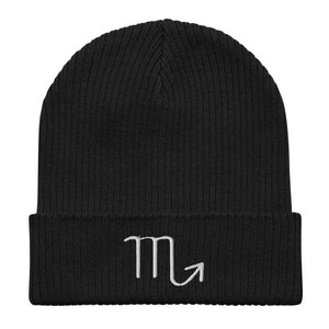 Escorpio - Gorro de canalé premium 100 % algodón orgánico - Símbolo astrológico del zodíaco (Escorpio)