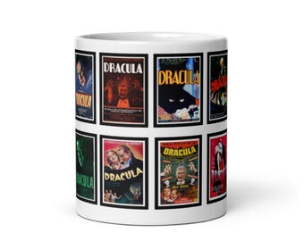 Dracula Poster Collage - Premium White Glossy Mug - Classic Horror