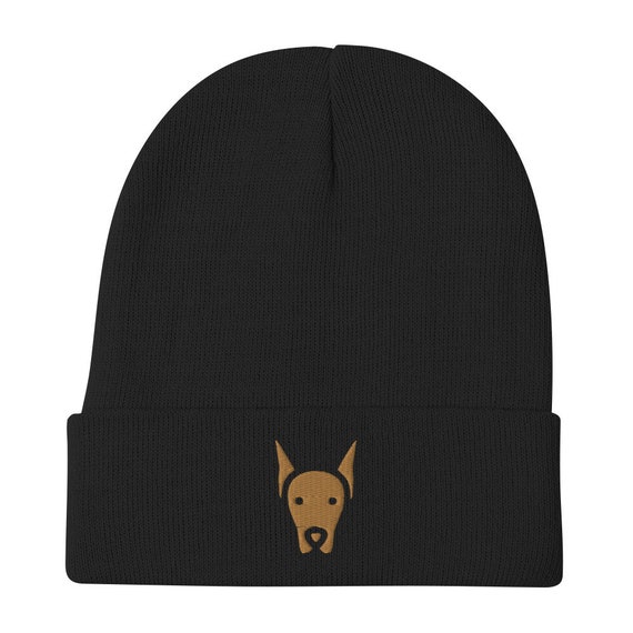 Doberman Dog Beanie – Embroidered Cuffed Hat for Dog Lovers – Cute
