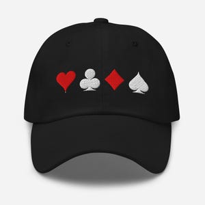 Card Suites Elegance: Premium Dad Hat with Hearts, Diamonds, Clubs, and Spades