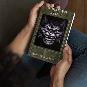Cheshire Cat Spiral notebook Journal inspired by Alice in Wonderland