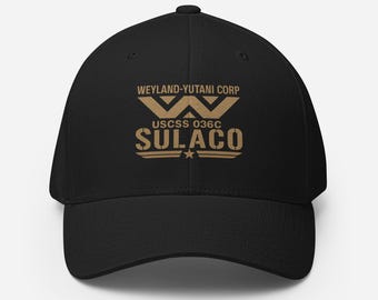 Gorra de tripulación Sulaco – Gorra de uniforme USCSS 036C – Weyland-Yutani Corp – Estampado DTG Aliens, ajuste flexible y estructurado
