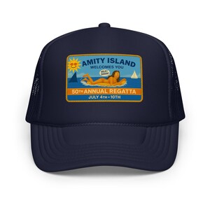 Amity Island – Premium Foam Trucker Hat – Jaws Movie 50th Annual Regatta Cap