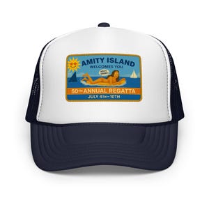 Amity Island – Premium Foam Trucker Hat – Jaws Movie 50th Annual Regatta Cap