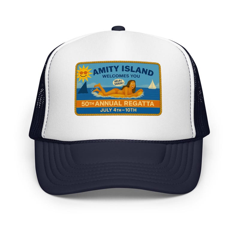 Amity Island – Premium Foam Trucker Hat – Jaws Movie 50th Annual Regatta Cap