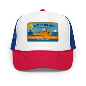 Amity Island – Premium Foam Trucker Hat – Jaws Movie 50th Annual Regatta Cap