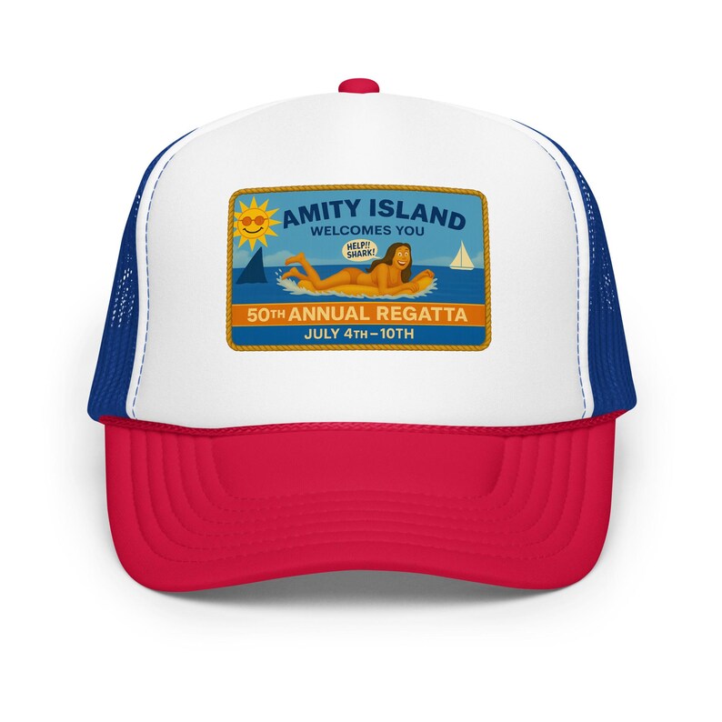 Amity Island – Premium Foam Trucker Hat – Jaws Movie 50th Annual Regatta Cap