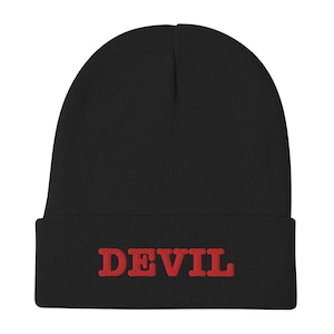 Devil - Premium Embroidered Beanie - Typewriter Font