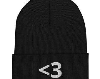 Símbolo de corazón con texto <3 - Gorro premium con puños