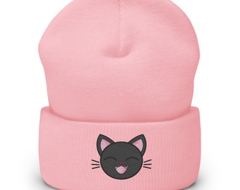 Happy Cute Cat - Premium Cuffed Beanie