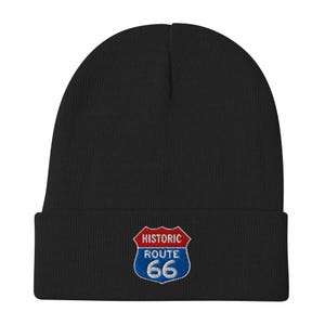 ルート66 – プレミアム刺繍ビーニー – アメリカのハイウェイで楽しもう