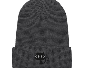 Black Cat Waffle beanie - Halloween