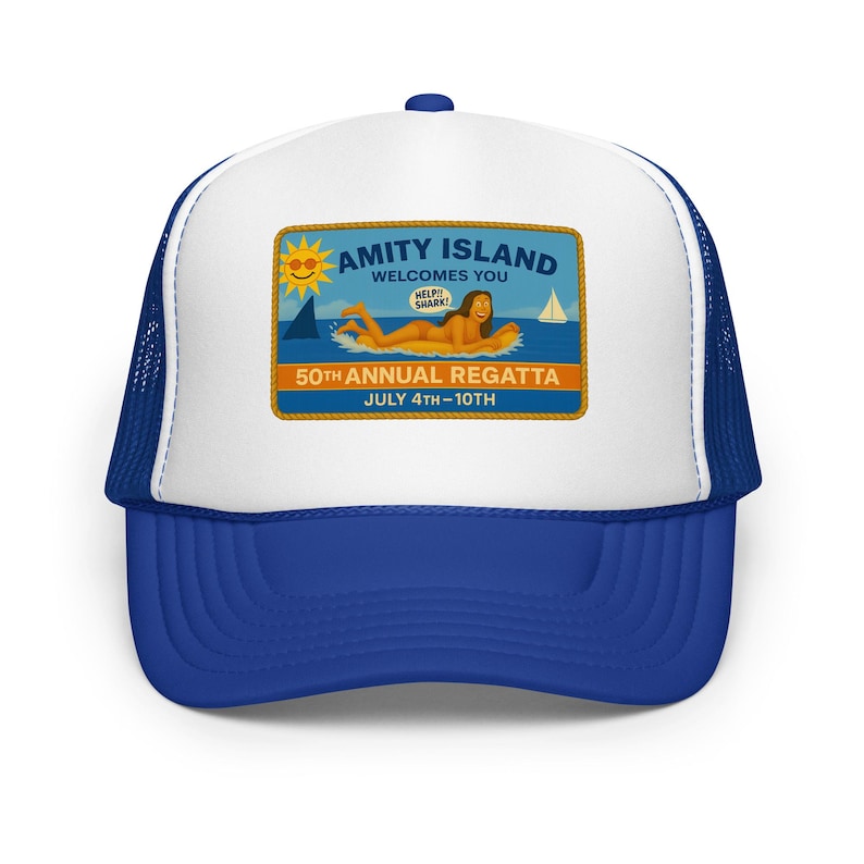 Amity Island – Premium Foam Trucker Hat – Jaws Movie 50th Annual Regatta Cap