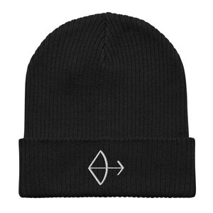 Sagittarius - Premium 100% Organic Cotton Ribbed Beanie - Zodiac Astrological Symbol - The Archer Centaur