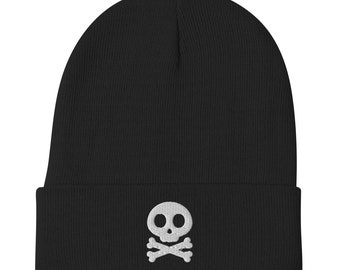 Skull and Crossbones - Premium geborduurde muts - Pirate Skull Beanie