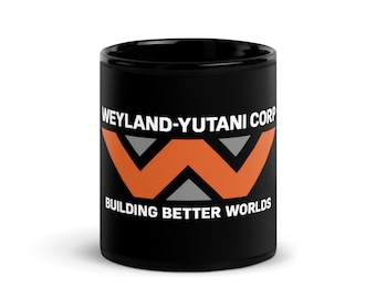Weyland Yutani – Black Glossy Mug – Building Better Worlds Logo Cup