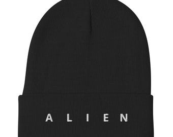 ALIEN Beanie – Premium Embroidered Cuffed Hat – Minimalist Sci-Fi Inspired Style