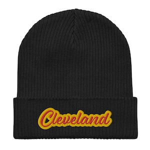 Cleveland Beanie – Premium Deluxe 100% Organic Cotton Ribbed Hat – Embroidered Ohio Winter Cap