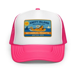 Amity Island – Premium Foam Trucker Hat – Jaws Movie 50th Annual Regatta Cap