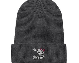 Skeleton Kitty Halloween - Premium wafelmuts