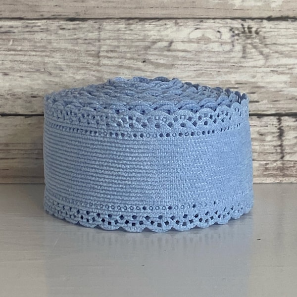 1.5” Light Blue Corduroy Velvet Lace Edge