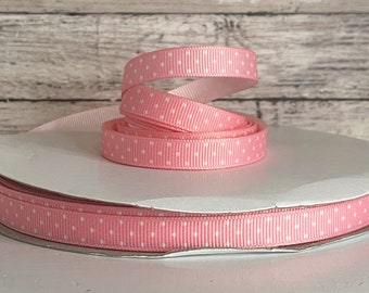 3/8” Light Pink Polka Dots / 5 Yard Roll
