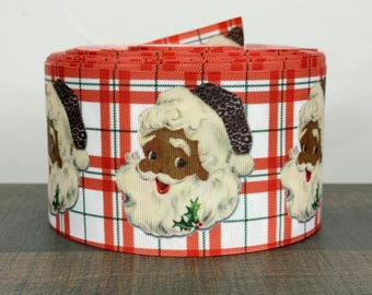 3” Black Santa / Red Plaid