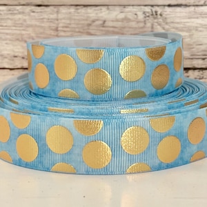 7/8” Gold Foil Dots on light Denim USDR