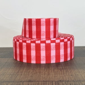 1.5” Pink & Red Checked Stripe