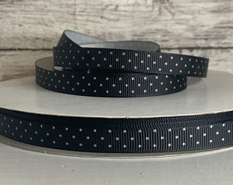 3/8” Black Polka Dots / 5 Yard Roll