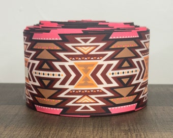 3” Pink & Brown Western Aztec