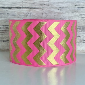 3” Gold Foil Chevron on pink