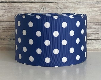 3” Navy Polka Dot