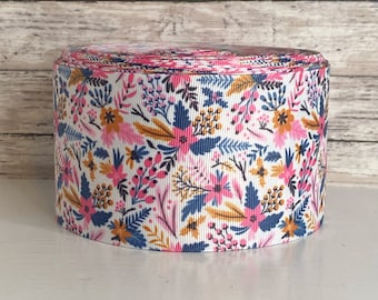 3” Pink, Mustard & Navy Floral
